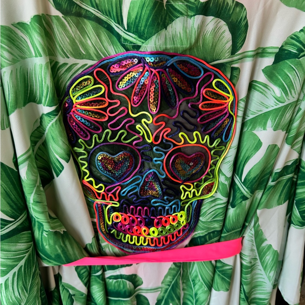 Aromena cashmere swim cover up kimono skull - Picture 4 of 10